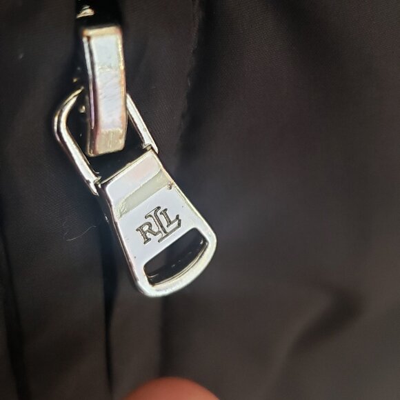 LAUREN Ralph Lauren Hooded Down Coat with Faux Leather size L - Picture 2 of 11